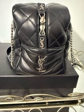 Saint Laurent Black Quilted Leather Mini Backpack with YSL Hardware